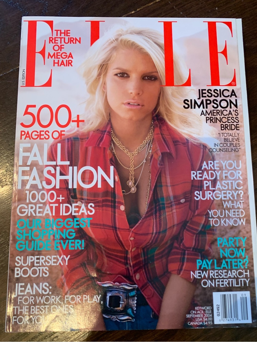 Elle magazine September 2004 iconic Jessica Simpson on cover